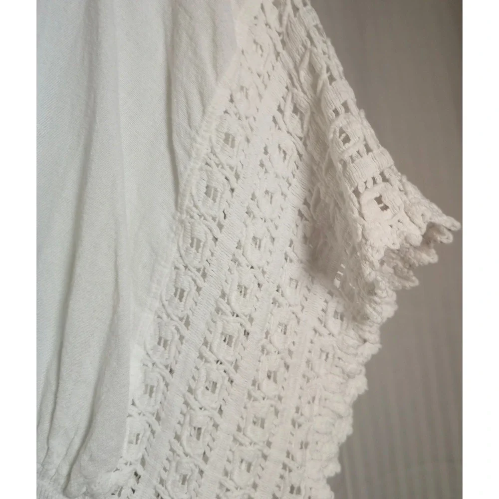 Seaspicea Resort Wear White Cotton Butterfly Crochet Trim Cover‎ Up Dress Medium